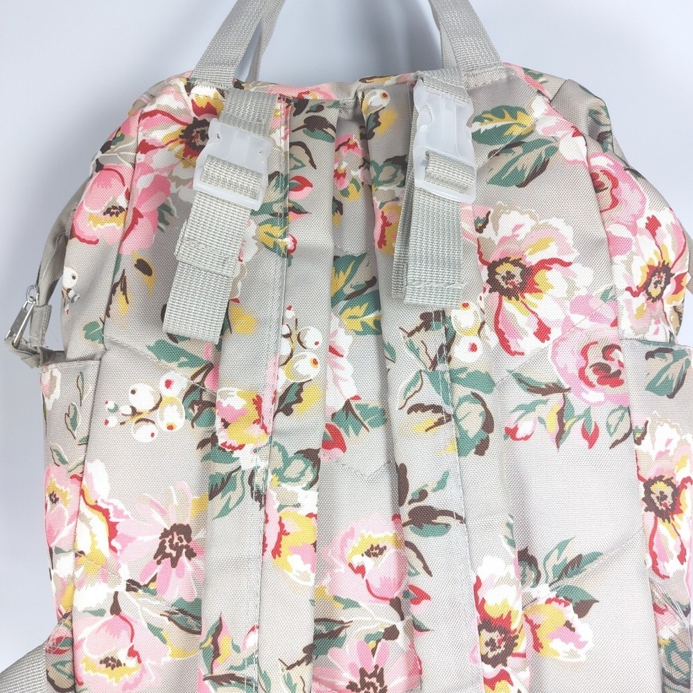 Baby Essentials Floral Backpack Diaper Bag Gray Pink Pockets Straps Changing Pad - Picture 8 of 9